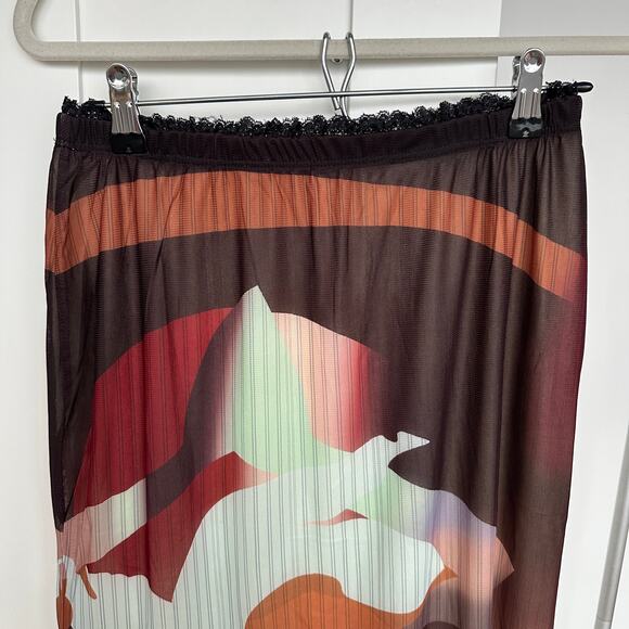 Women's Sheer Abstract Midi  Ruffle Bottom Skirt, Size M, NWOT - Picture 6 of 6